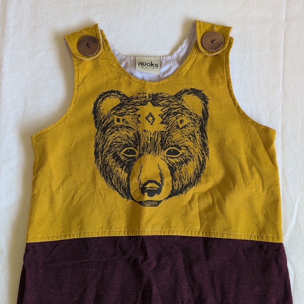 nooks design bear graphic colorblock jumpsuit 3T toddler unisex